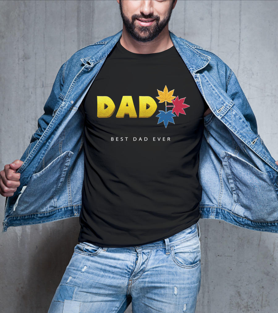 Best Dad Ever Colorful Maple Leaves T-Shirt