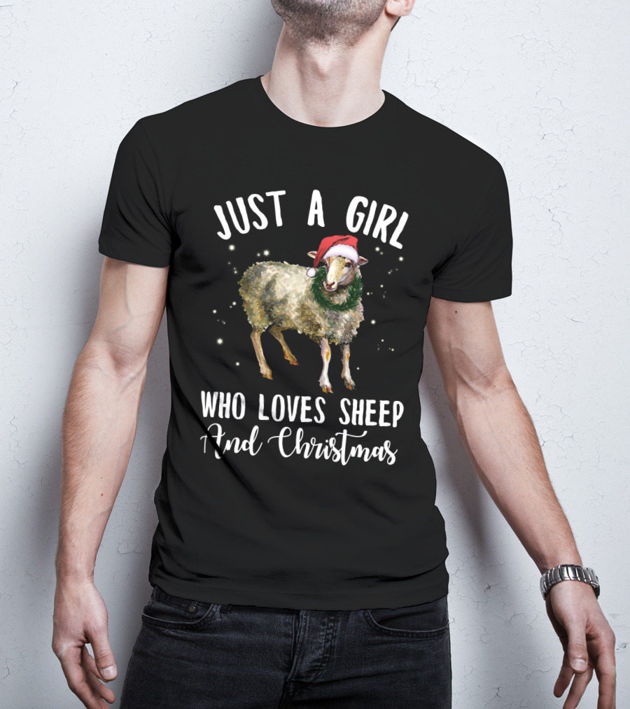 Just A Girl Who Loves Sheep And Christmas Holiday T-Shirt