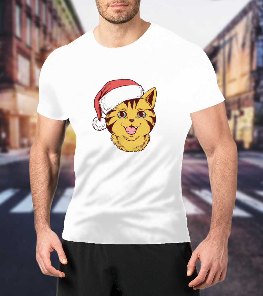 I'm Feline Festive Cat With Santa Hat T-Shirt