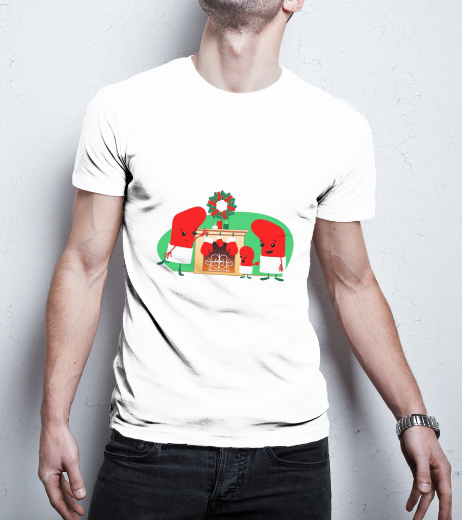 Merry Christmas Family Socks Decorating Fireplace T-Shirt