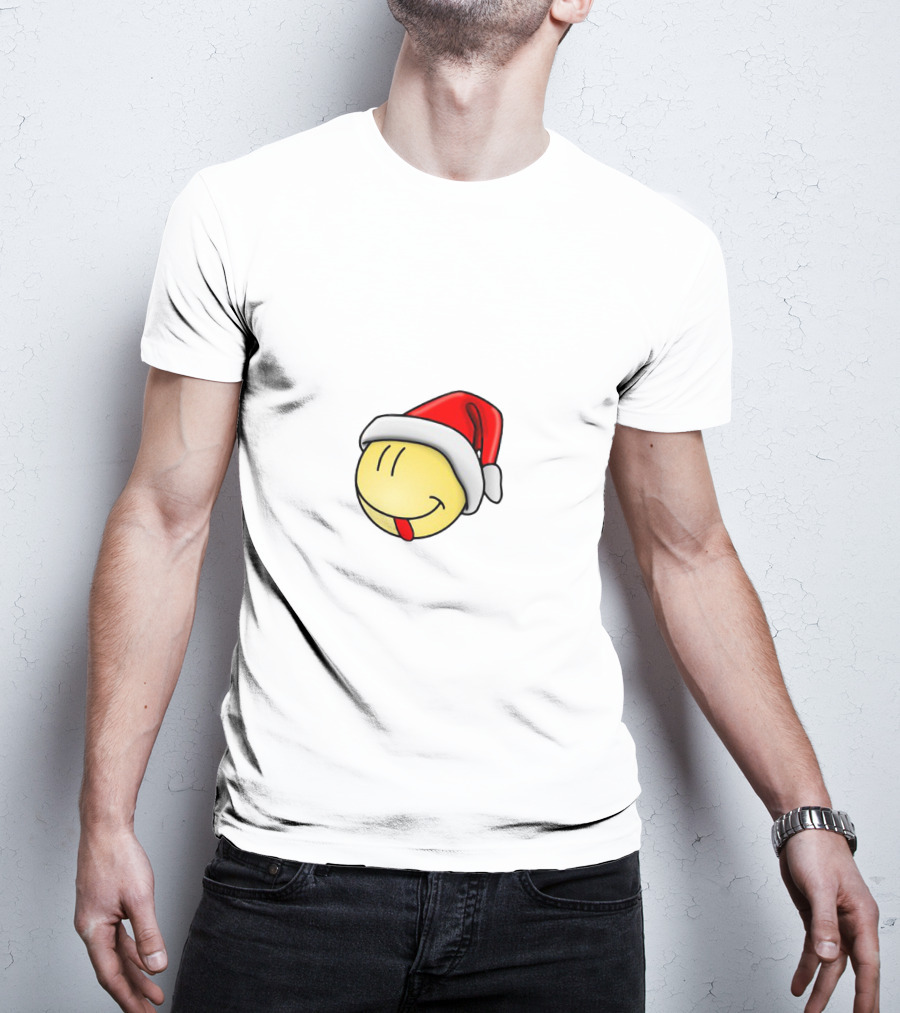Christmas Smile Santa Hat Emoji T-Shirt
