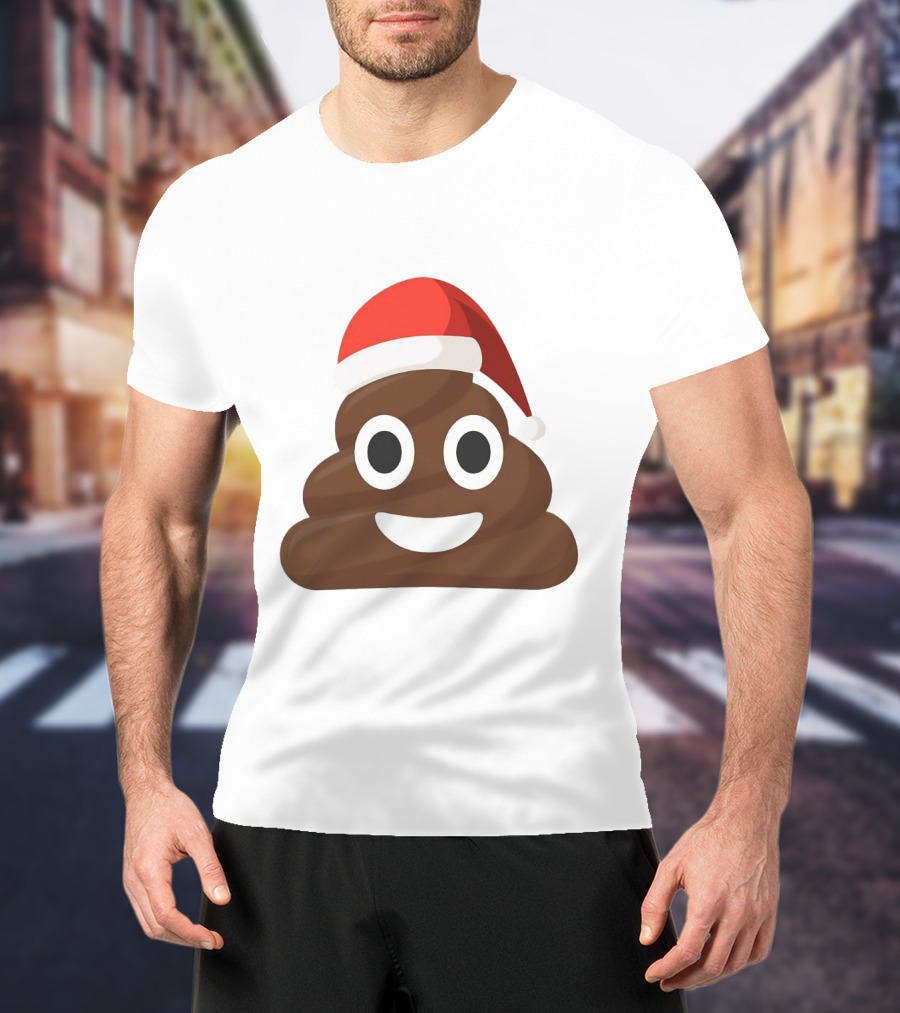 Funny Santa Poopy Emoji Holiday Humor T-Shirt