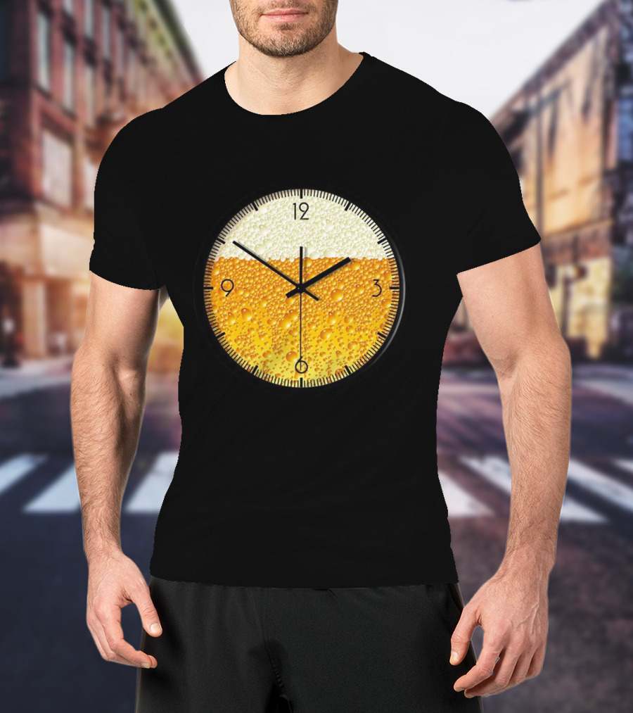 Beer Clock With Bubble Texture T-Shirt