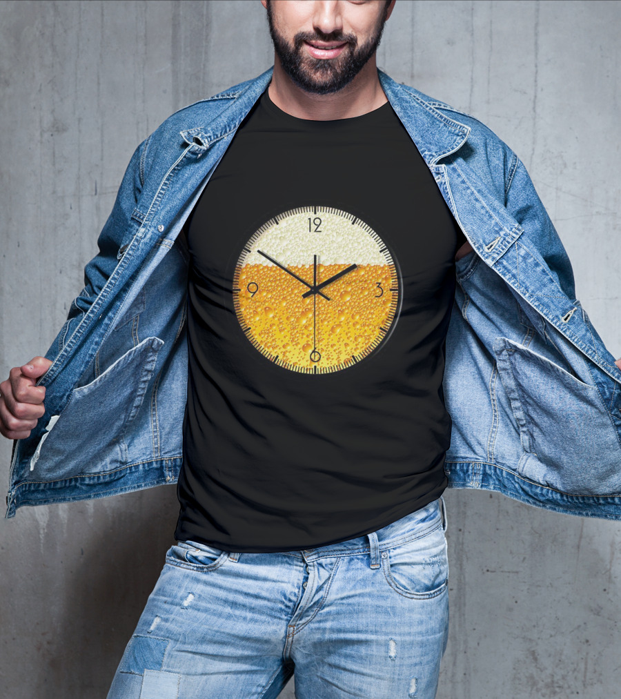 Beer Clock With Bubble Texture T-Shirt
