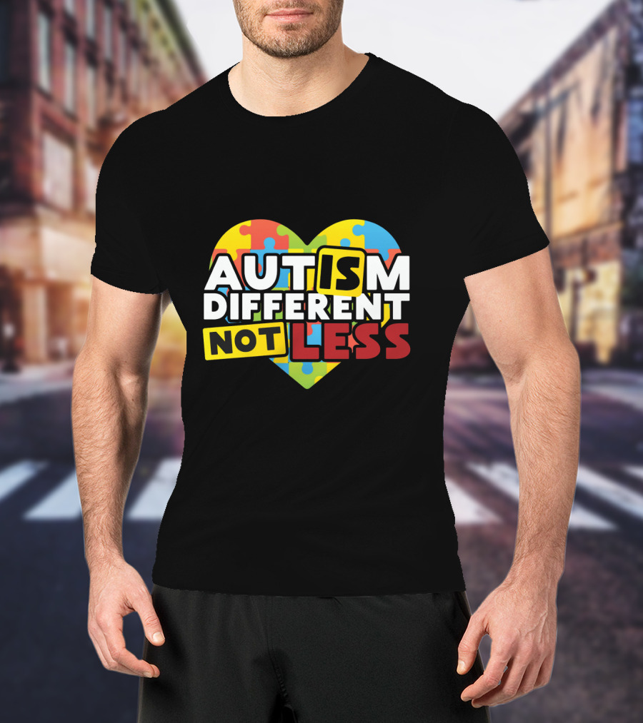 Autism Different Not Less Heart Puzzle T-Shirt