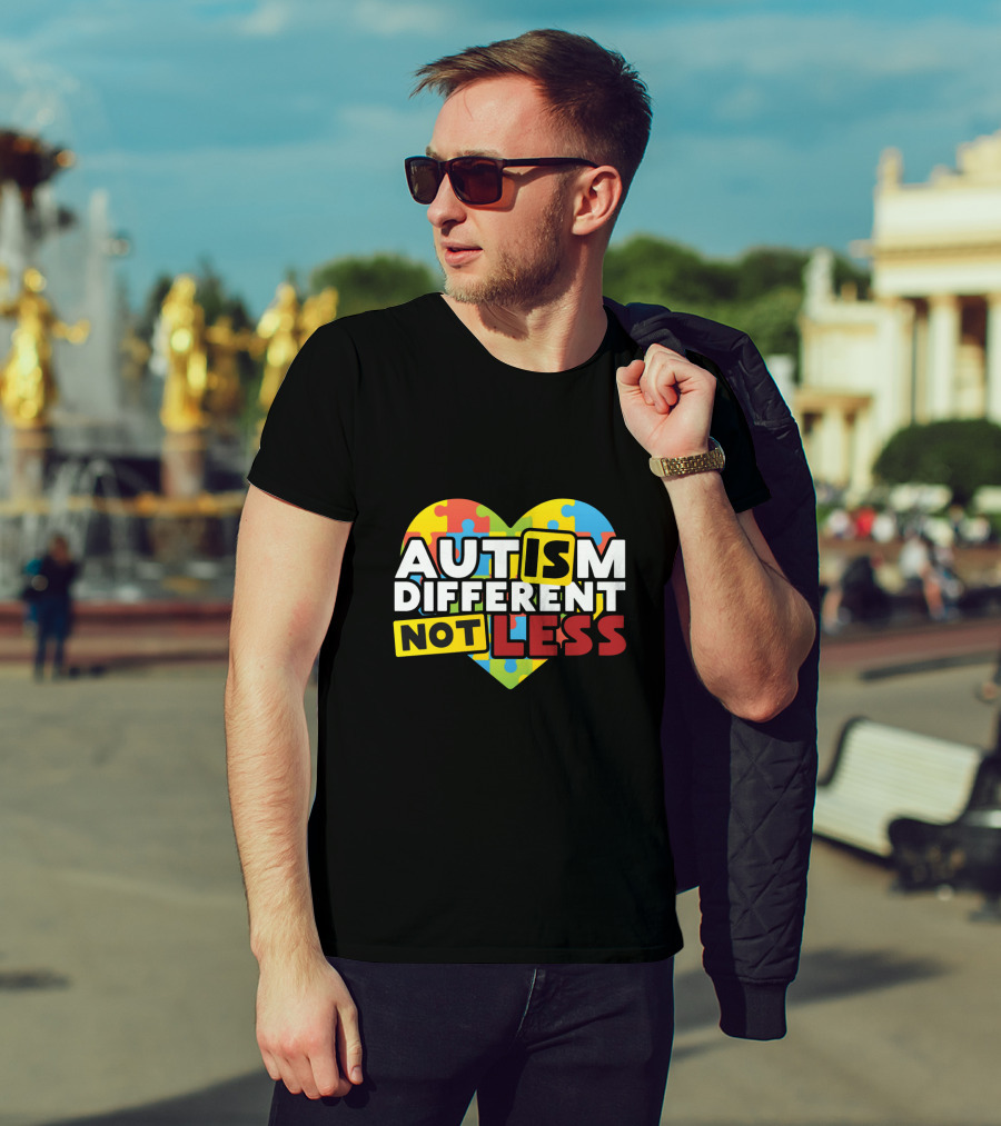 Autism Different Not Less Heart Puzzle T-Shirt