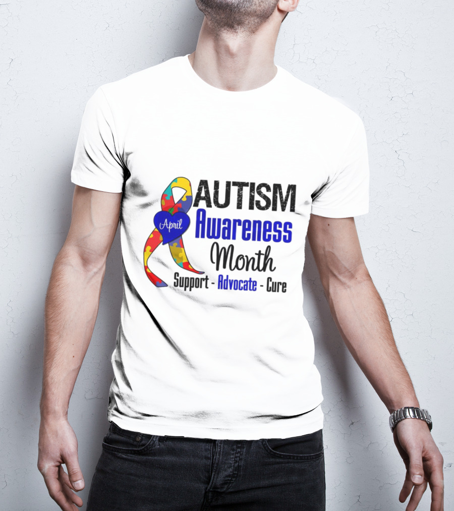 Autism Awareness Month April Support Advocate Cure Puzzle T-Shirt
