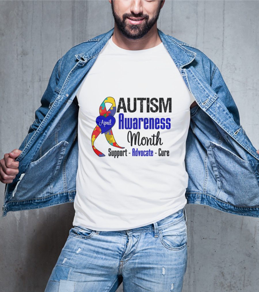 Autism Awareness Month April Support Advocate Cure Puzzle T-Shirt