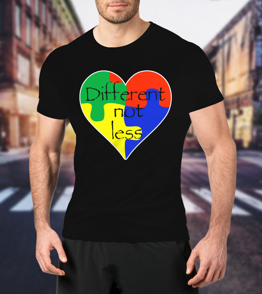 Different Not Less Heart Puzzle Autism Awareness T-Shirt