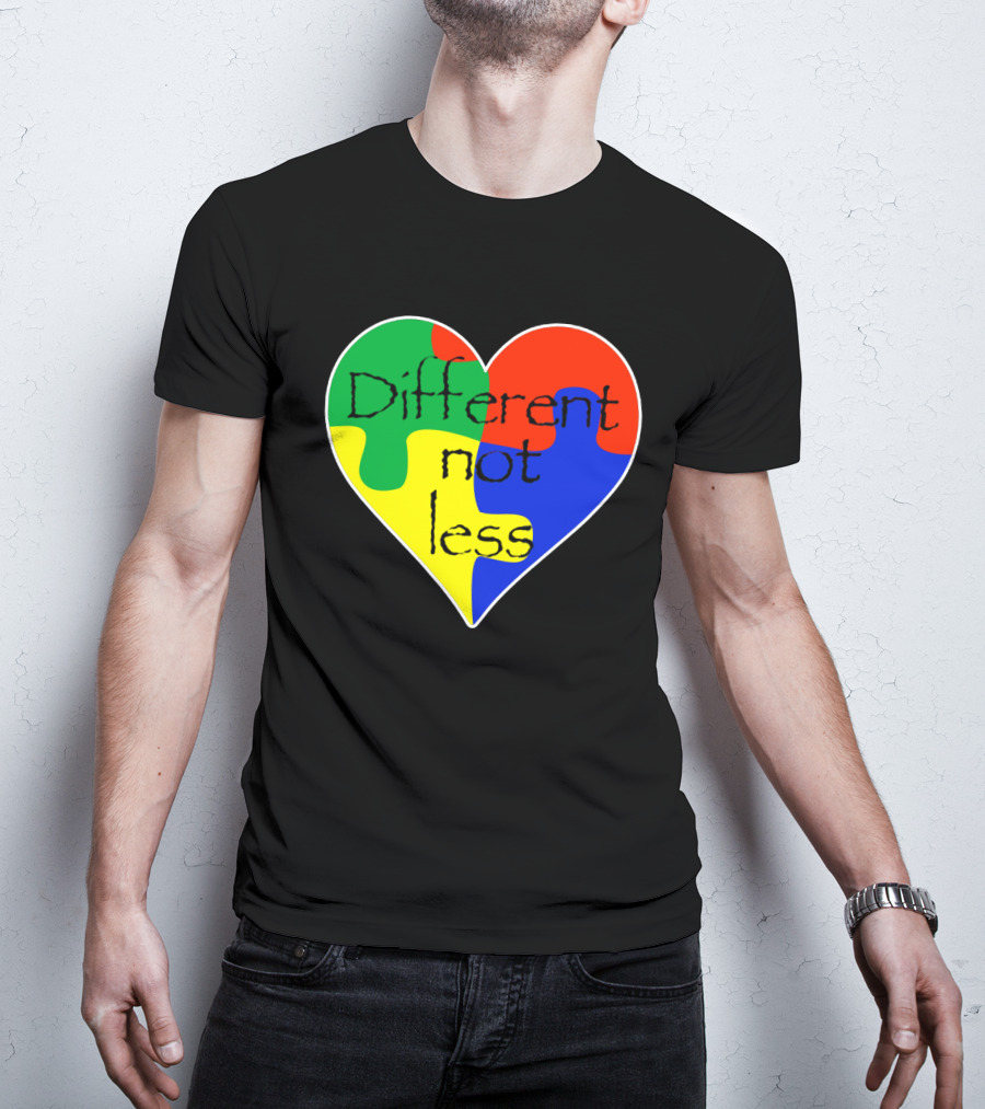 Different Not Less Heart Puzzle Autism Awareness T-Shirt