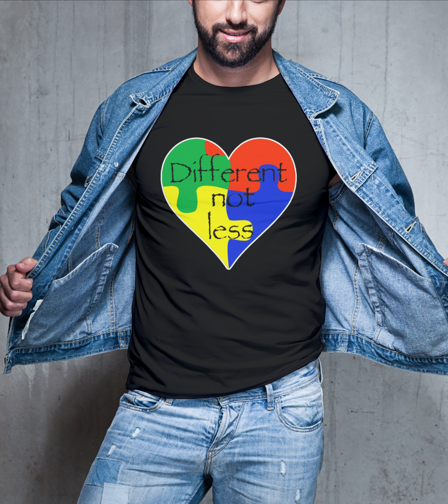 Different Not Less Heart Puzzle Autism Awareness T-Shirt