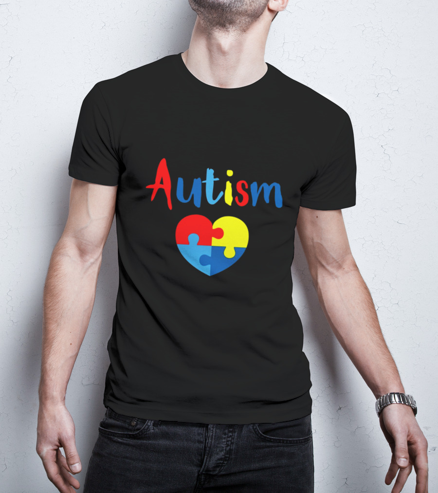 Autism Puzzle Heart Multicolor Design Awareness T-Shirt
