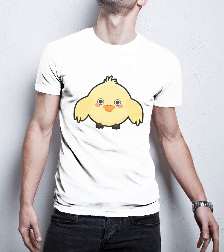 Kawaii Chick Cute Yellow Cartoon Chicken With Big Eyes And Blushy Cheeks T-Shirt