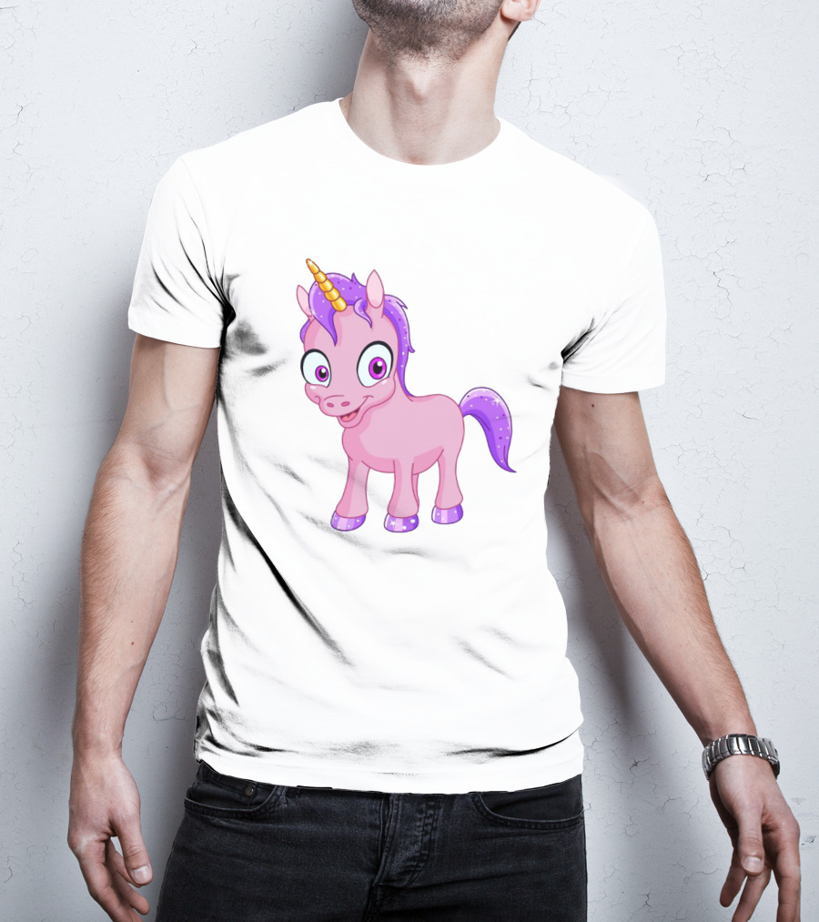 Pink Pony Unicorn With Purple Mane And Sparkling Horn T-Shirt