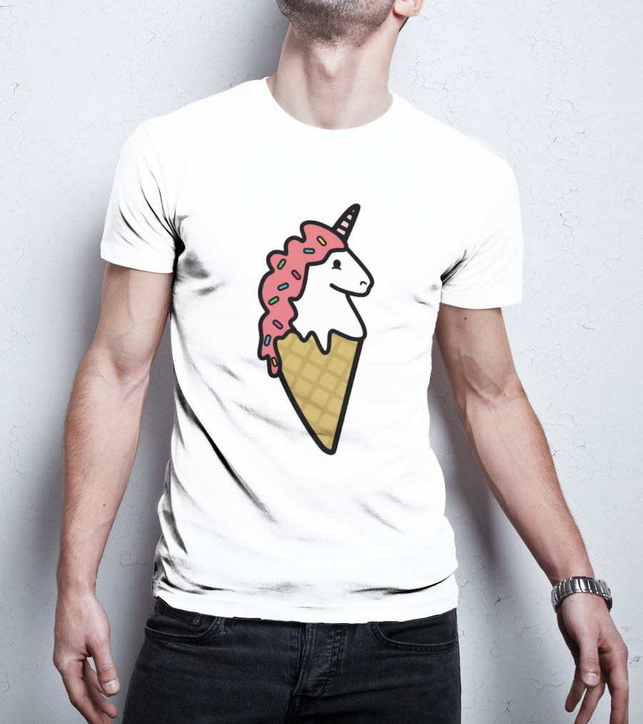 Kawaii Strawberry Unicorn Cone With Sprinkles In Pastel T-Shirt