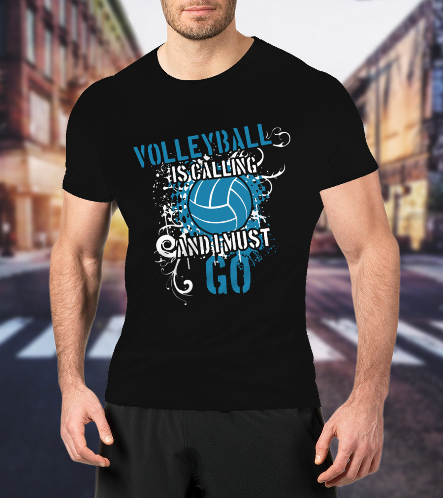 Volleyball Is Calling And I Must Go Blue Splatter T-Shirt