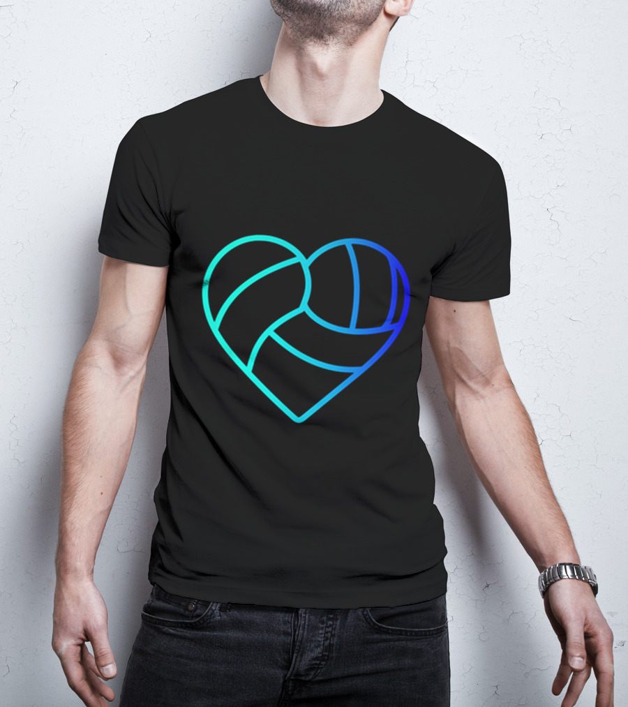Heart Shaped Volleyball Love Gradient T-Shirt