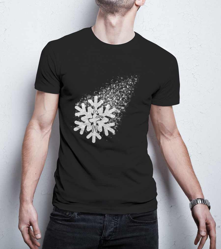 Ballet Dance Silhouette Inside Glittering Snowflake Burst T-Shirt