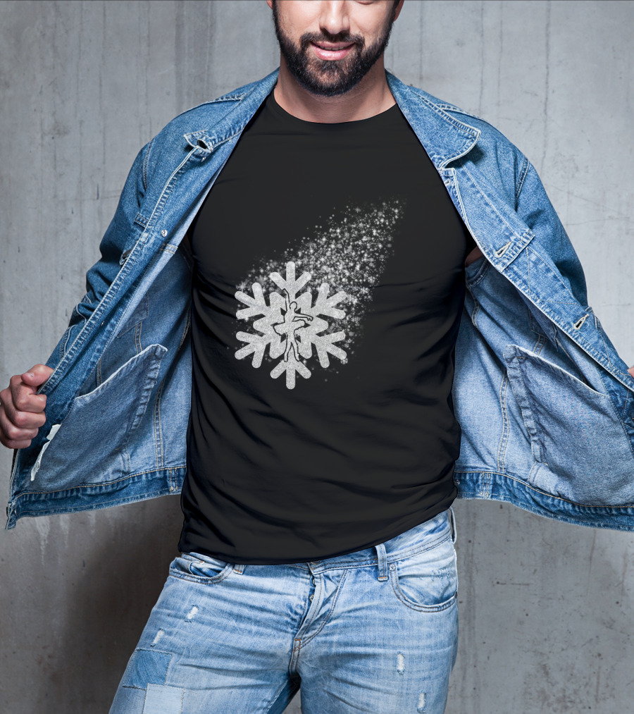 Ballet Dance Silhouette Inside Glittering Snowflake Burst T-Shirt