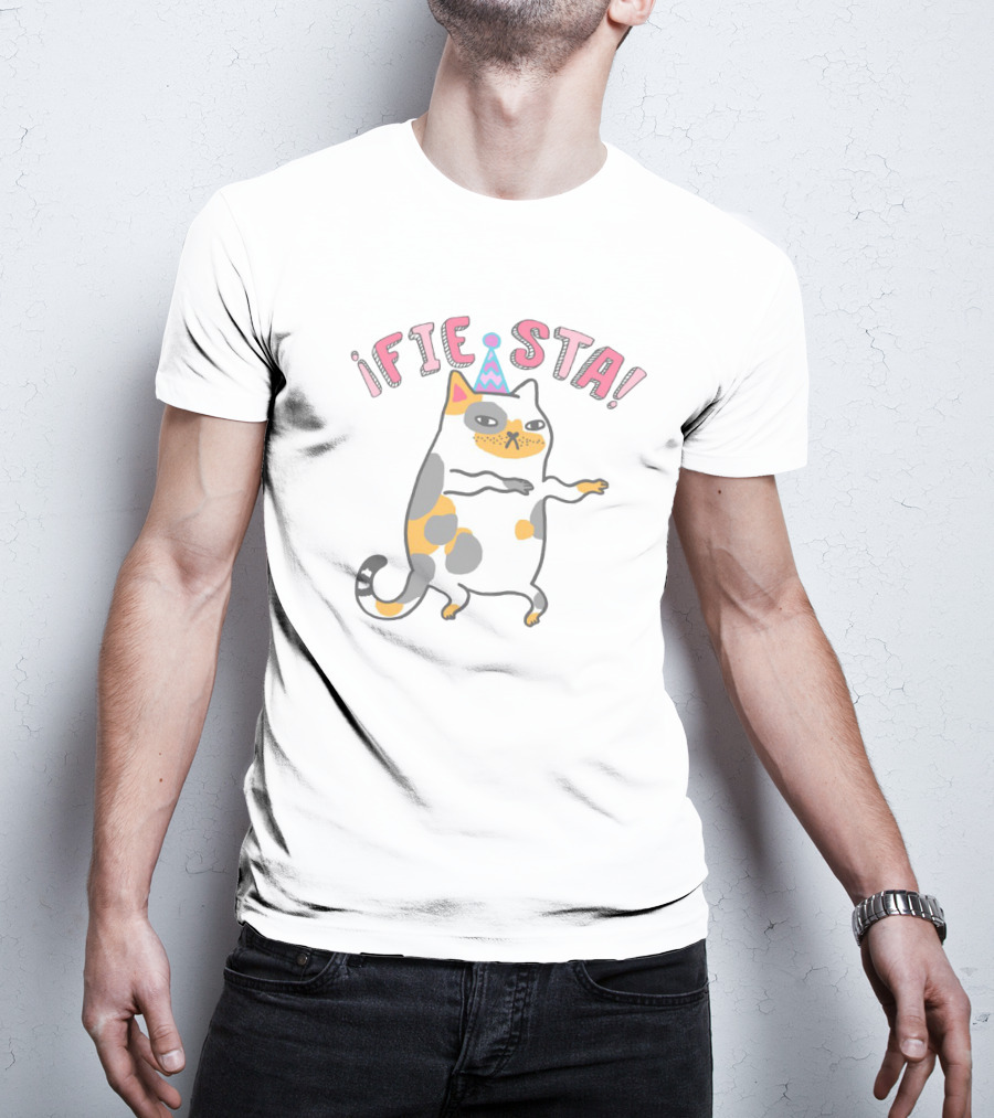 Fiesta Celebration Cat With Party Hat T-Shirt
