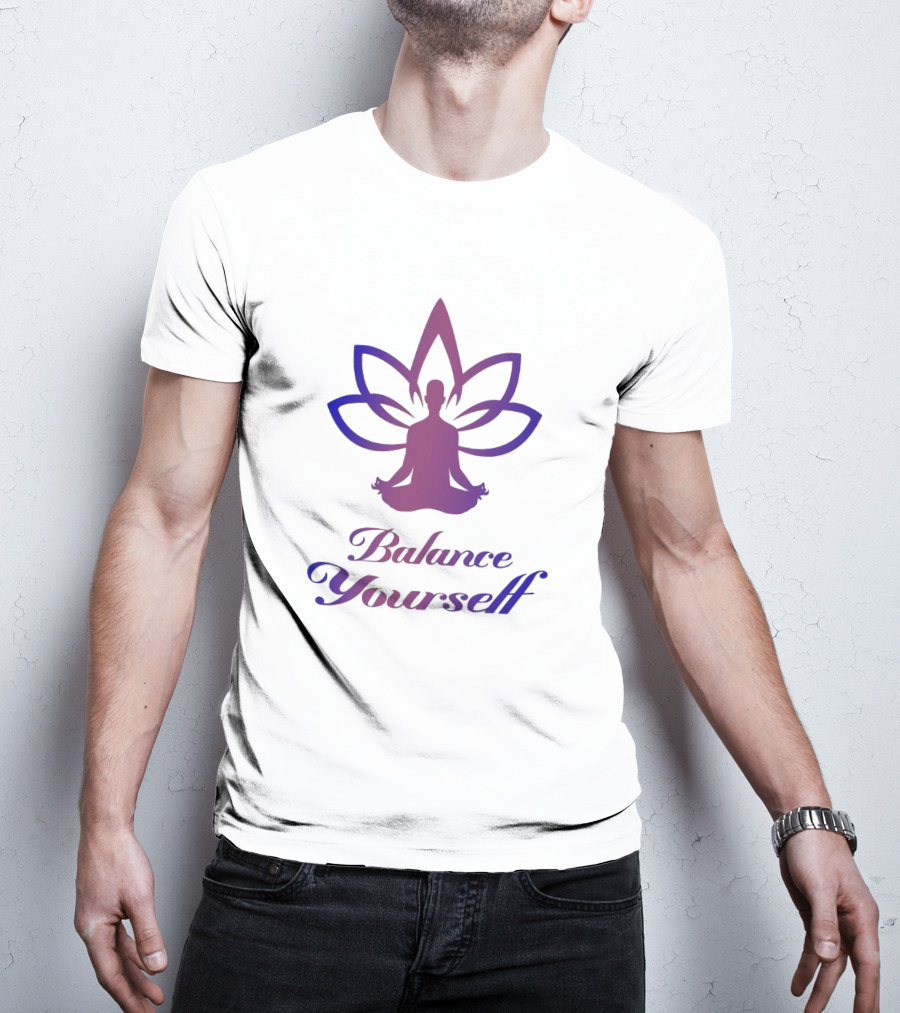Balance Yourself Yoga Meditation Silhouette With Lotus Flower T-Shirt