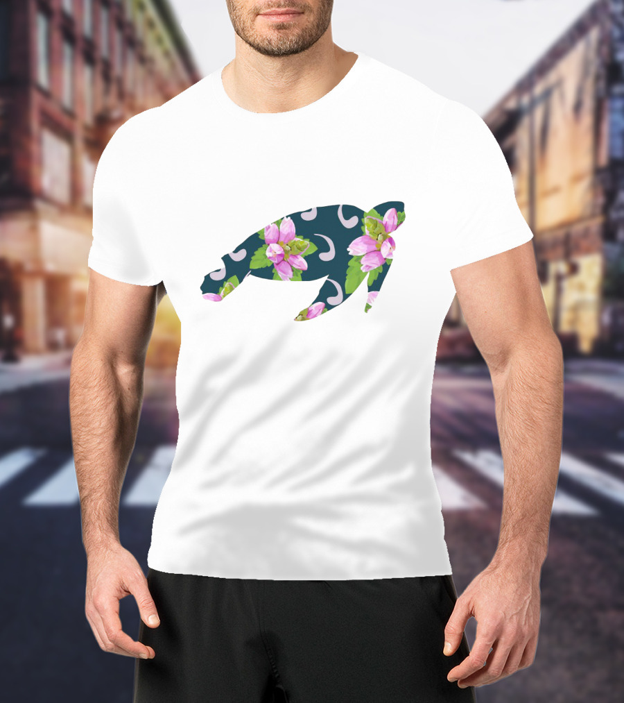 TurtleHead Floral Pattern With Pink Flowers T-Shirt