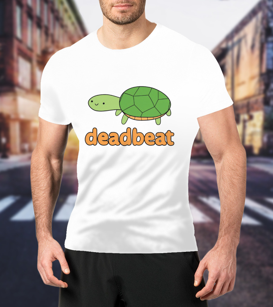 Deadbeat Turtle Cartoon Graphic With Green Shell And Smiling Expression T-Shirt