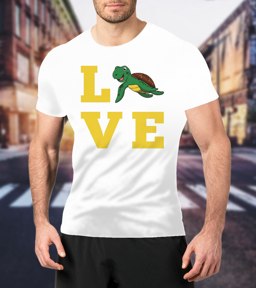 LOVE Turtles Funny Kids Sea Drawing Playful T-Shirt