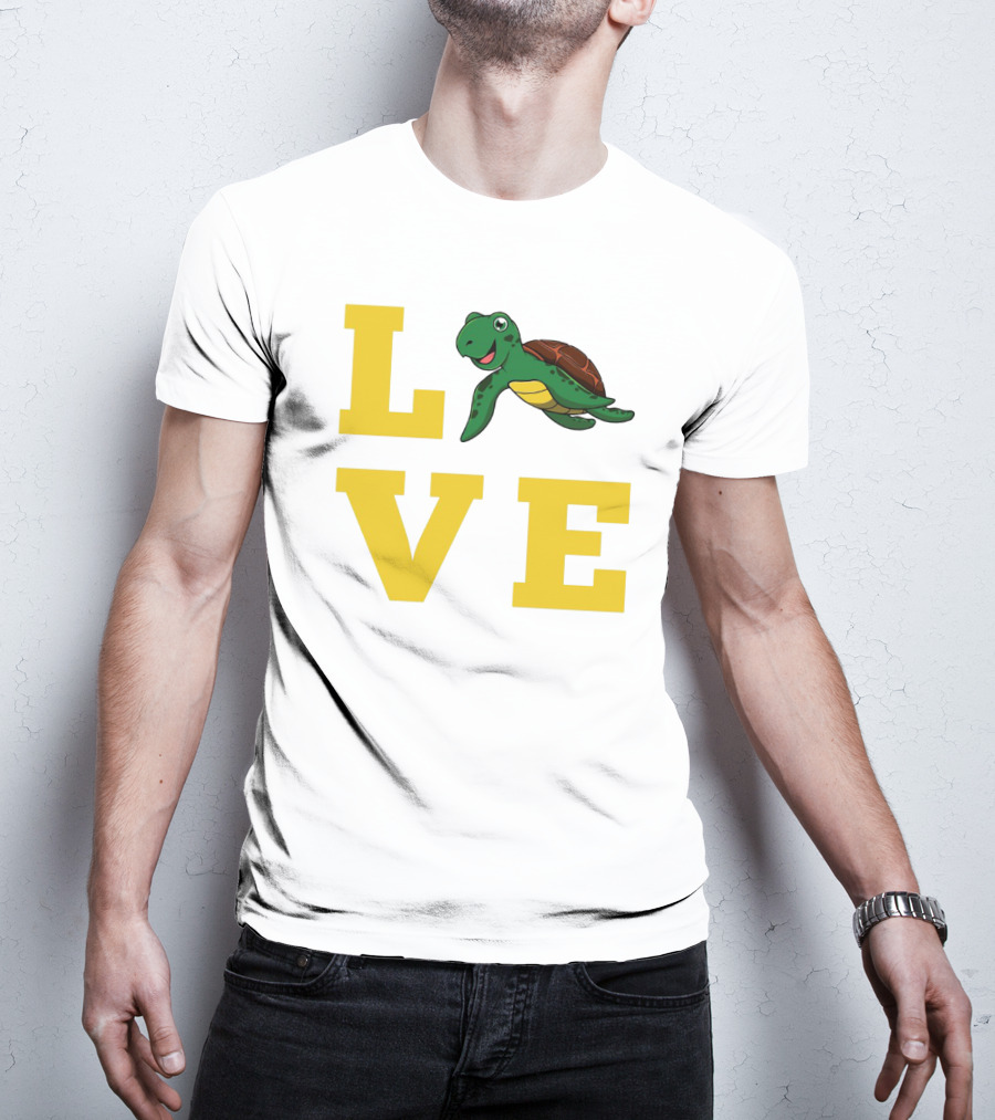 LOVE Turtles Funny Kids Sea Drawing Playful T-Shirt