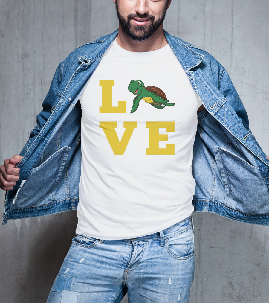 LOVE Turtles Funny Kids Sea Drawing Playful T-Shirt