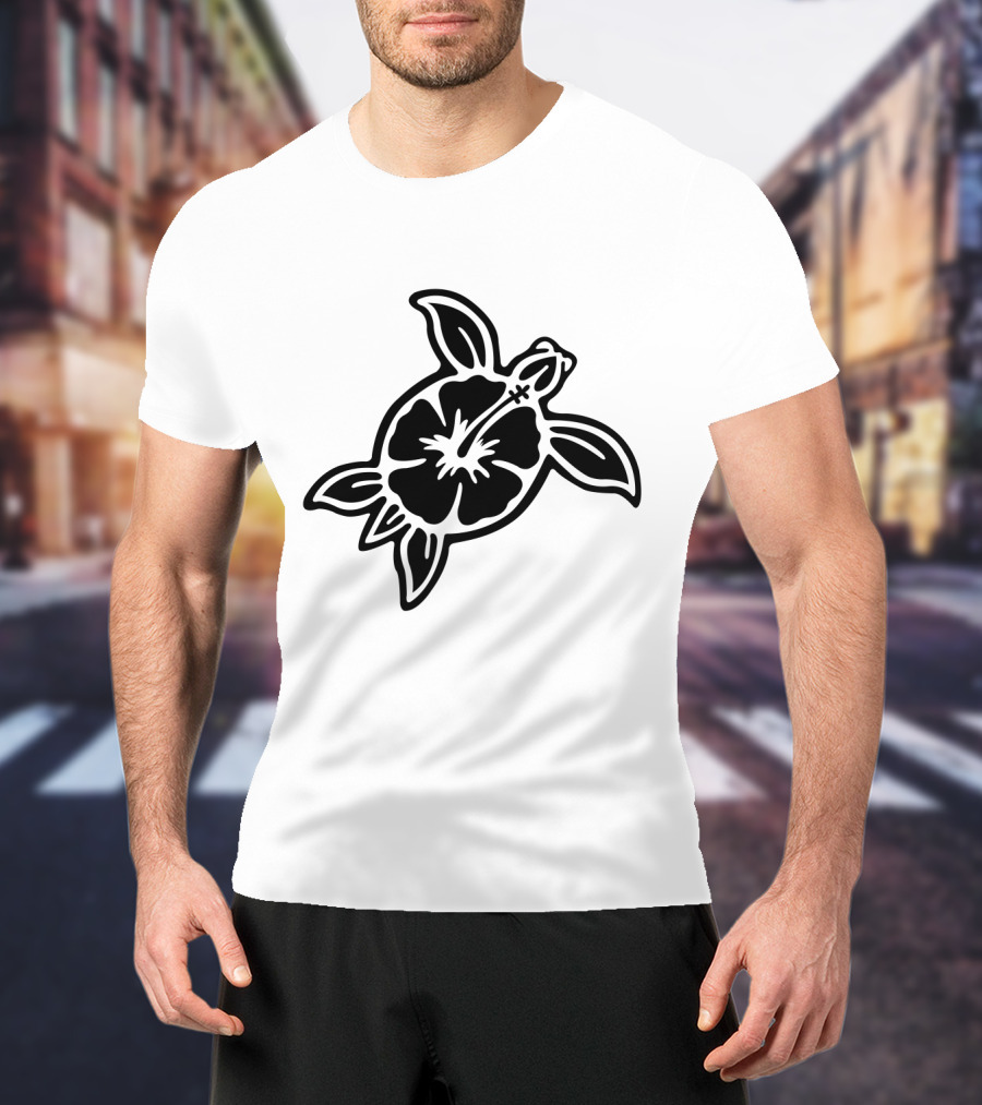Hibiscus Flower Turtle T-Shirt