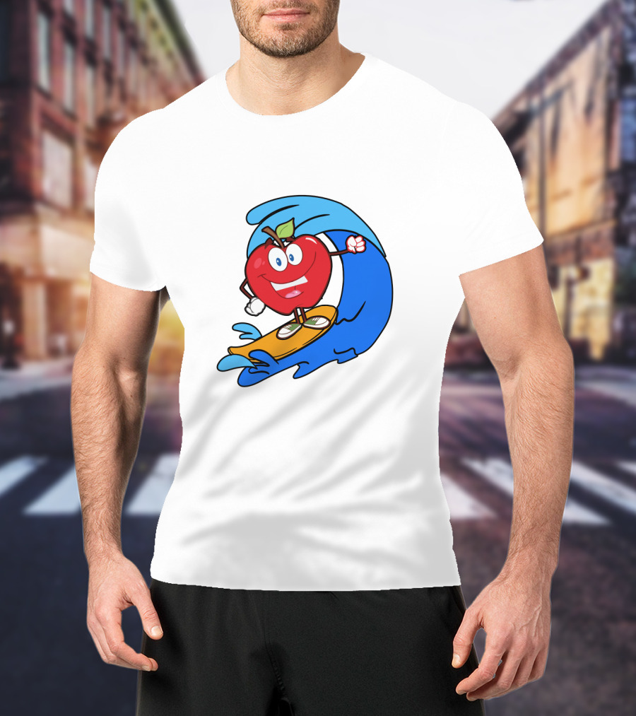 Apple Riding Surf Waves On A Board T-Shirt