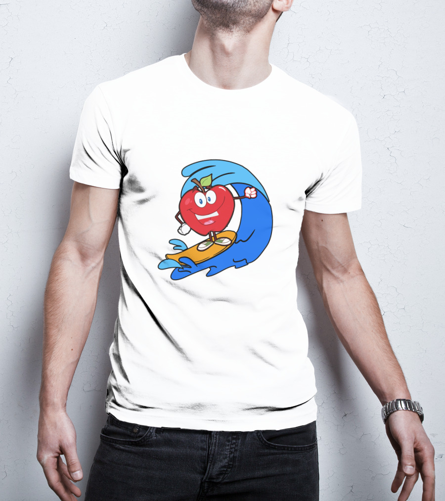 Apple Riding Surf Waves On A Board T-Shirt