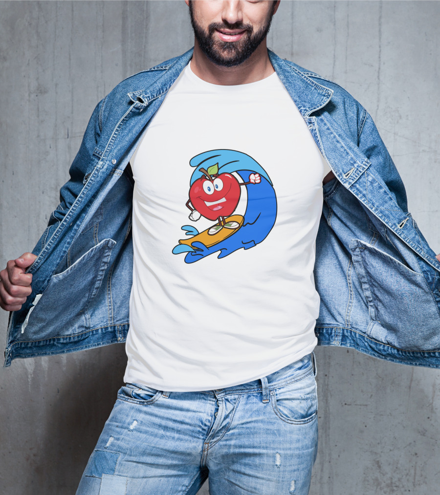 Apple Riding Surf Waves On A Board T-Shirt
