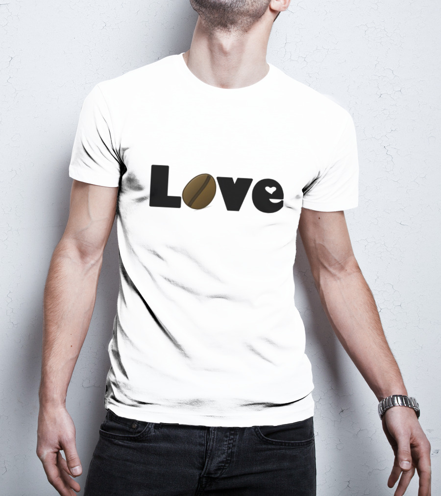 Love With Coffee Bean And Heart Symbol Integration T-Shirt
