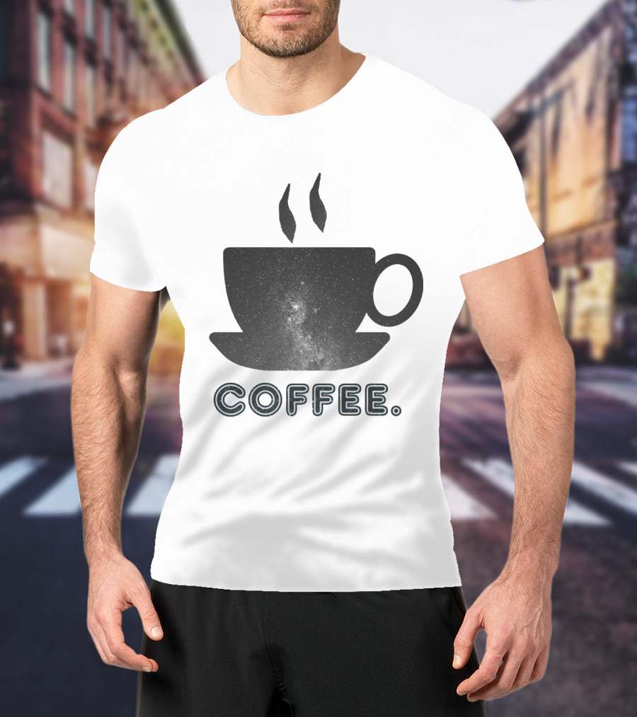 Coffee Cup With Starry Galaxy Design And Steam T-Shirt
