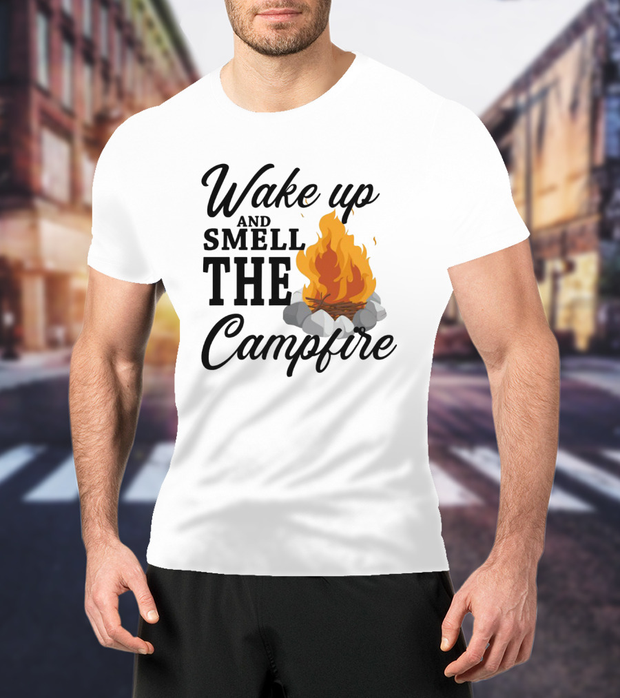 Wake Up And Smell The Campfire With Vibrant Flames And Rocks T-Shirt