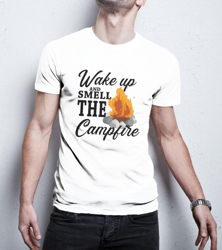 Wake Up And Smell The Campfire With Vibrant Flames And Rocks T-Shirt