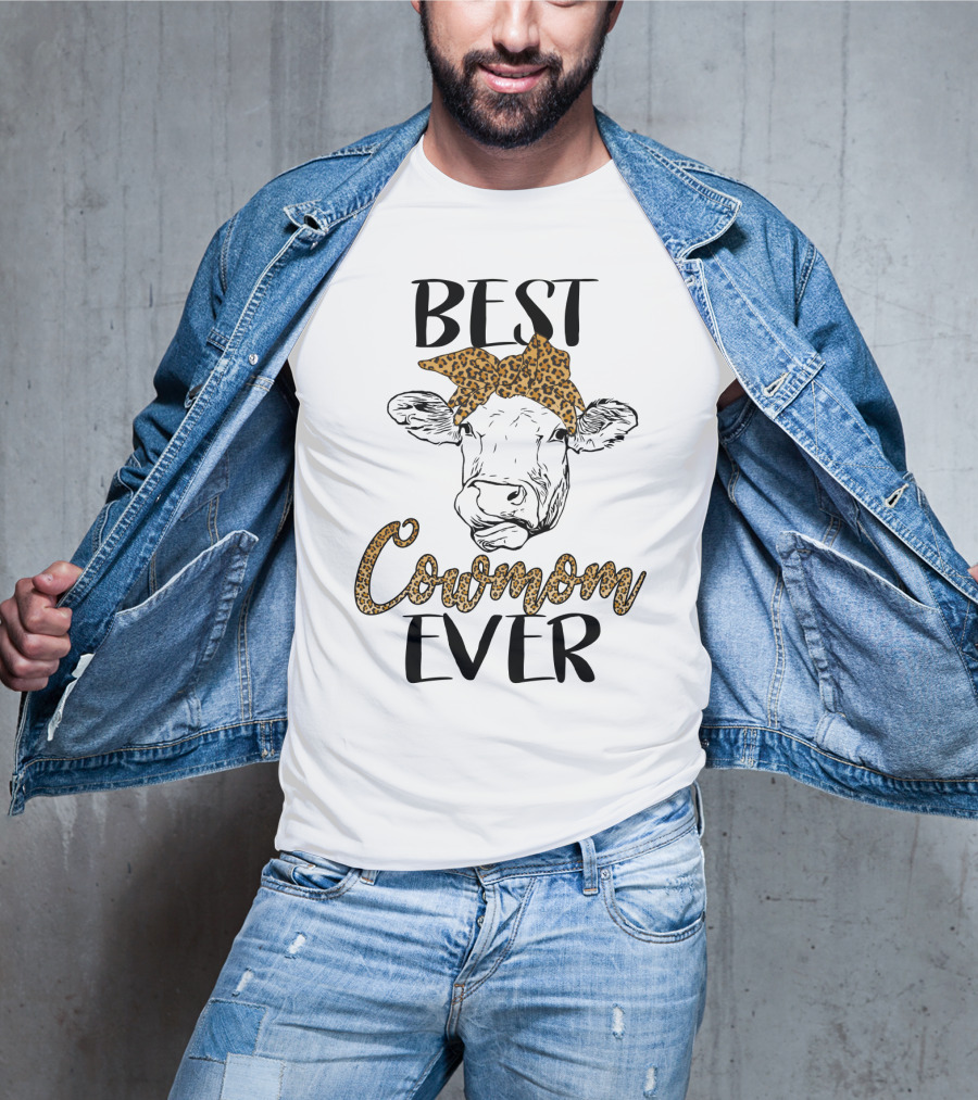 Best Cowmom Ever Leopard Bandana Cow T-Shirt