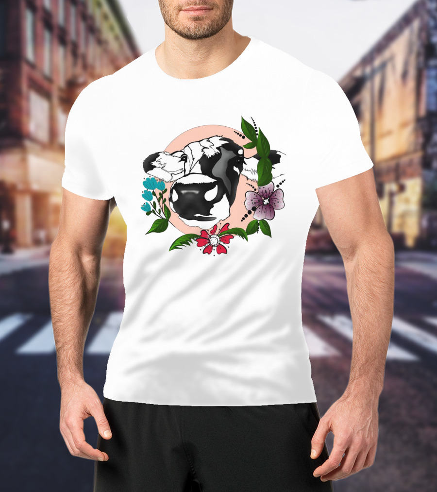 Cows Make Me Happy Humans Make My Head Hurt Floral Cow T-Shirt