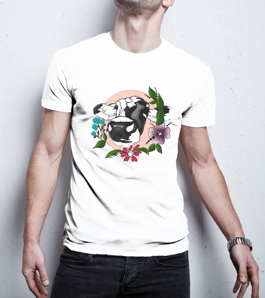Cows Make Me Happy Humans Make My Head Hurt Floral Cow T-Shirt