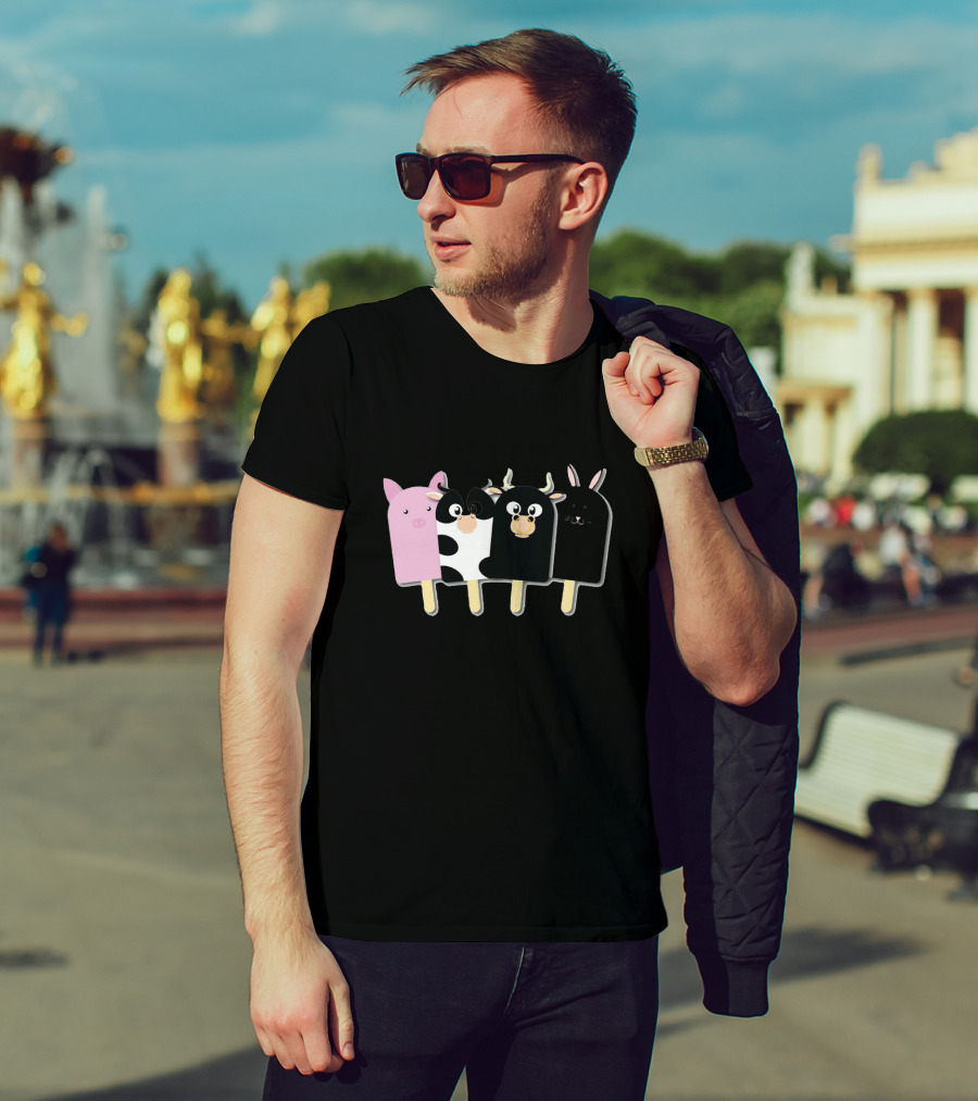 Animal Farm Popsicle Pig Cow Bull Bunny Quartet T-Shirt