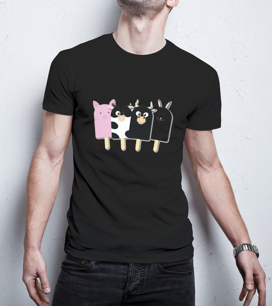 Animal Farm Popsicle Pig Cow Bull Bunny Quartet T-Shirt