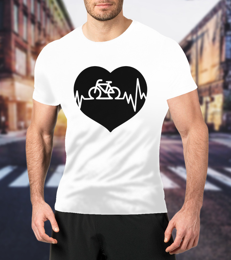 Bicycle Heartbeat Pulse Inside Heart T-Shirt