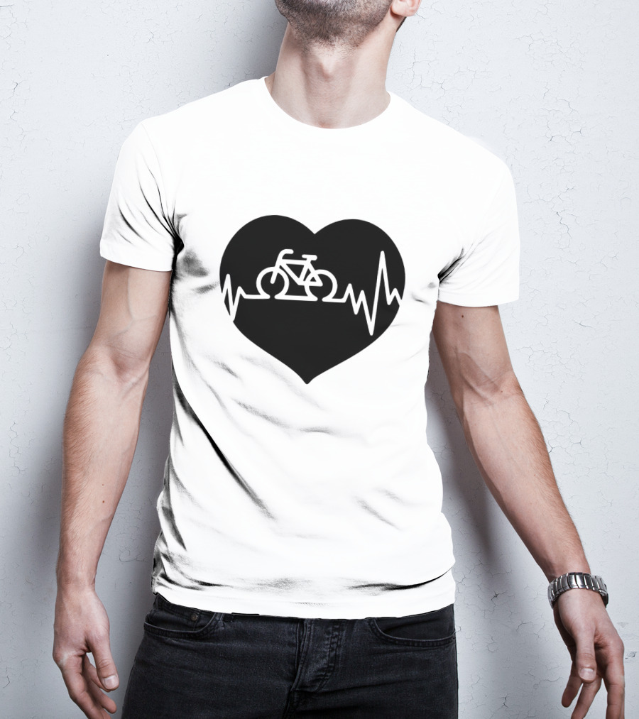 Bicycle Heartbeat Pulse Inside Heart T-Shirt