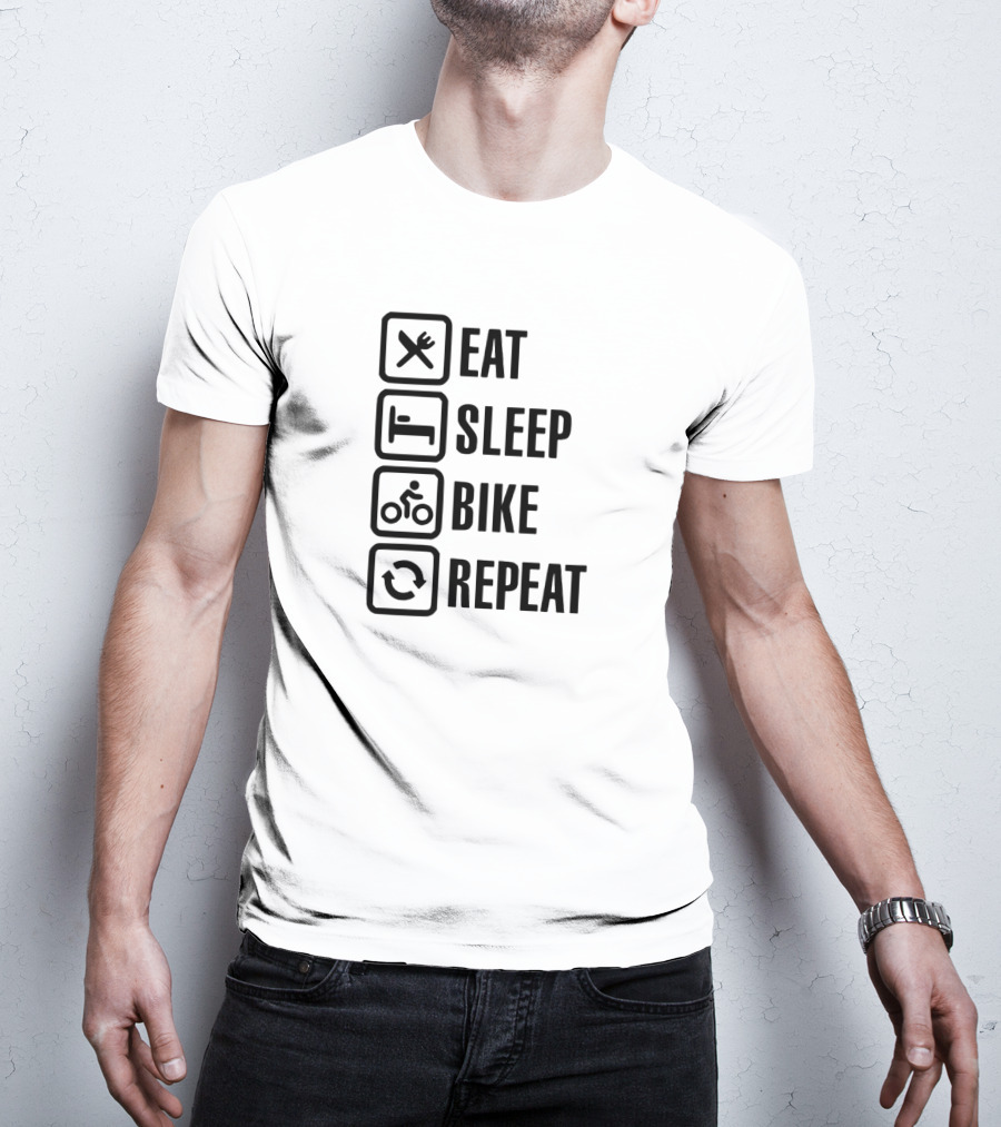 Eat Sleep Bike Repeat Cycling Lifestyle Icons T-Shirt