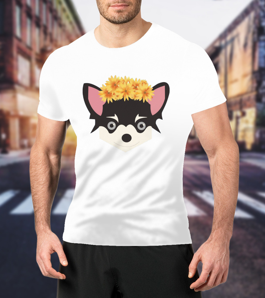 Chihuahua With Crown Of Yellow Flowers T-Shirt