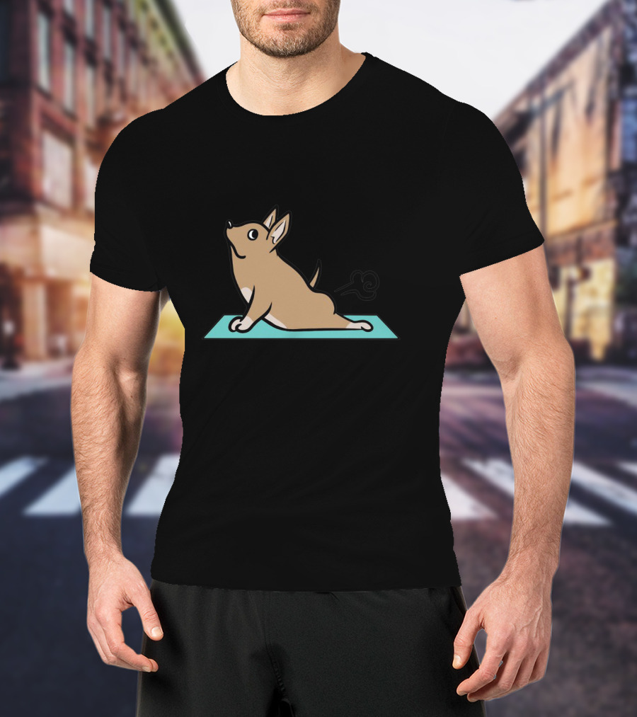 Chihuahua Yoga Pose With Fart Cloud On Mat T-Shirt