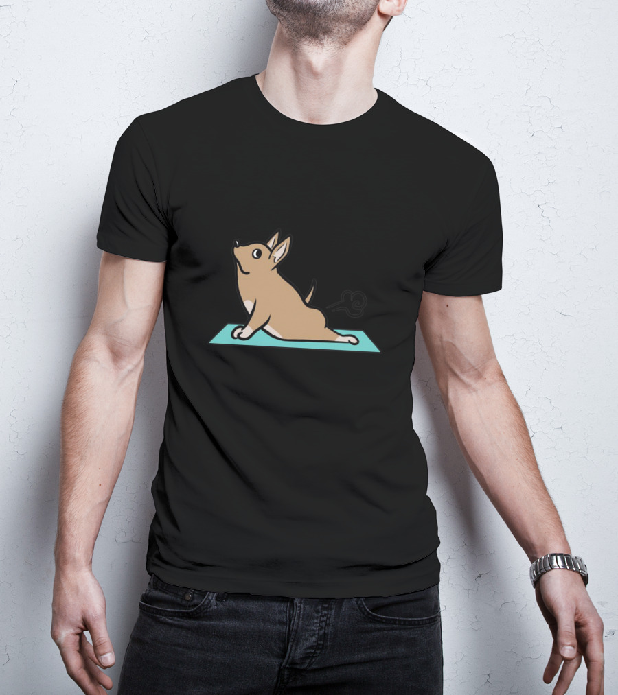 Chihuahua Yoga Pose With Fart Cloud On Mat T-Shirt