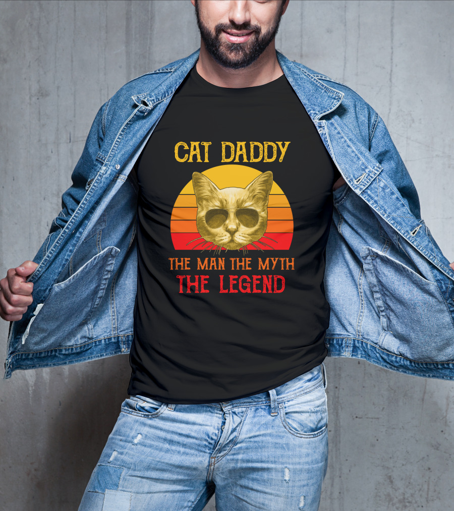 Cat Daddy The Man The Myth The Legend Retro Sunglasses Cat T-Shirt